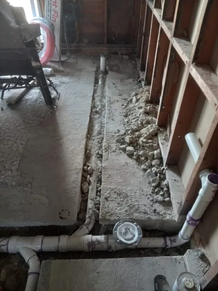 Dug up concrete for plumbing repair/replace.